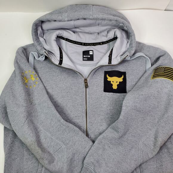 Under Armour Men's Size S Freedom x Project Rock Full Zip Hoodie Gray - Picture 6 of 13
